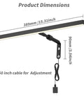 Diagram showing Plug In 16 Inch 4W LED Picture Light With Remote And Timer with dimensions and adjustable features.