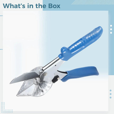 Adjustable Angle Miter Shear With SK5 Cutting Head Delivers Sharp Clean 45 To 135 Degree Cuts Large 1.97 Inch Opening Multi Angle Wire Duct Cutter For Electricians And Woodworking Pro Grade Blue Hand Tool with blue handle close-up.