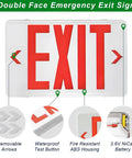 Go-To Red Green LED Exit Sign Light With Battery Backup Emergency Lighting Switchable Color UL Listed 120 277V shown with features
