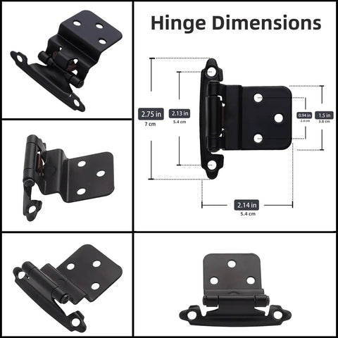 Three Eighths Inch Inset Cabinet Hinges Matte Black Self Closing Offset With Bumpers And Upgraded Screws Hinges Dimensions Diagram