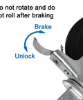 Heavy Duty Five Inch Scaffolding Casters Set Of Two Steel Baker Scaffold Wheels featuring brake mechanism for locking.