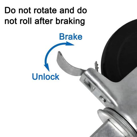Heavy Duty Five Inch Scaffolding Casters Set Of Two Steel Baker Scaffold Wheels featuring brake mechanism for locking.