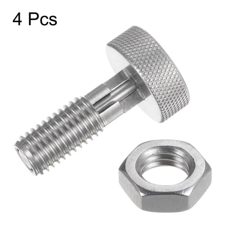 Four Pack Stainless Steel Spring Plunger Pins M12x1.75 Retractable Locating Pin For Heavy Duty Tooling And Slick Diy Fixes Rock Solid Industrial Hardware Worth Every Buck with a knurled knob and hex nut.