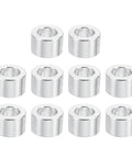 10 Pack M3 Aluminum Spacers, 3.1mm ID x 5mm OD x 4mm L, shown in silver, for RC rigs and electronics.