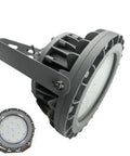 Side view of 100W LED Explosion Proof Floodlight 13500LM showing gray housing and mounted bracket for industrial use.