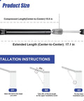 Heavy Duty 17 Inch Gas Struts 28 Lb Lift Support Two Pack dimensions and installation instructions