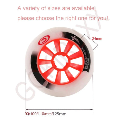 Pro Inline Skate Wheels Set 2 Pack 90mm 100mm 110mm 125mm With 85A Hardness ABEC-9 Bearings, wheel size options.