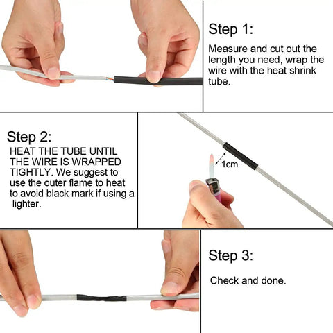 Heavy-Duty Heat Shrink Tubing 4 Inch Diameter, 6.38 Inch Flat Width, 1 Meter Length, 2 To 1 Shrink Ratio, Black Cable Sleeve, Premium Electrical Insulation, High Temperature Up To 105C, 1000V Rating wrapping and heating a wire splice