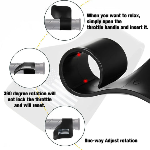 Two Pack Black Cruise Assist Grips For Motorcycles And Scooters With American Flag Decal showing easy install and rotation features
