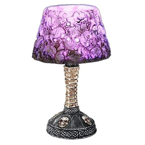 Boneyard Ossuary Skull LED Night Light With Color Changing Glow, Mini Desktop Halloween Decor with hand-cast resin skull design