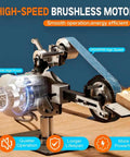 Heavy Duty Belt Grinder Sander 30X1 Inch With VFD Variable Speed Drive And Powerful 550W Brushless Motor showcasing motor and sanding operation.