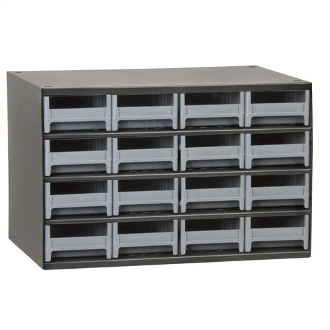 Beefy Heavy Duty Steel Garage Storage Cabinet With 16 Drawers For Small Parts And Hardware Organizer, Perfect For Nails Screws Bolts Nuts And More, 17 W X 11 D X 11 H, Gray Cabinet With Gray Drawers
