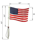 Saltwater Ready American Flag With Pole For Boat Rod Holder Tough PVC Flag Flyer Built To Ride High Winds And Rough Seas