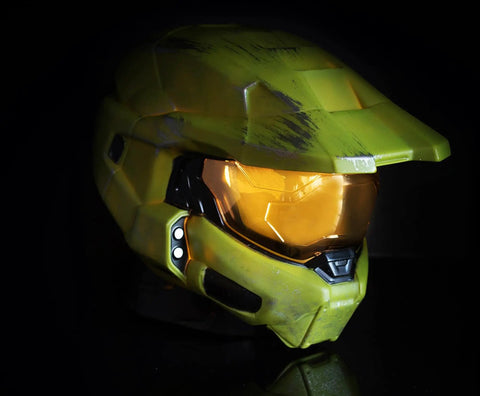 Master Chief Helmet Mood Light For Desk, Bedside, And Living Room, 6 Inch Tall UNSC Figural LED Nightstand Decor, side view