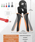 Ferrule Crimping Tool Kit For Wire And Terminal Ferrules with Square Jaw Crimpers, Ratchet, 1200-Piece Set, AWG 28 to 5