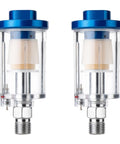 Inline Air Dryer And Water Oil Separator For Compressors 1/4 Inch NPT Moisture Filter Two Pack, transparent design with blue top