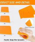 Six Piece Body Filler Spreaders Set For DIY Auto Body Repair, Trapezoid Plastic Applicator Tools, 4in 5in 6in sizes shown