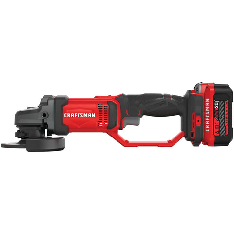 V20 Cordless Angle Grinder Kit With 4 1/2 Inch Disc, Battery And Charger Included, High Torque 8,500 RPM, side view