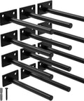 Heavy Duty 12 Pack 6 Inch Invisible Floating Shelf Brackets For Wood Walls Premium Steel Construction with matte black finish.