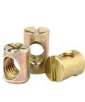 Close-up of 10 Pack M6 And M8 Barrel Nuts Cross Dowel Fasteners For Furniture Assembly Heavy Duty Fit For Beds Cribs Chairs Tables And Wood Frames