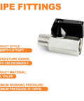 Compact Brass Ball Valve Shut Off Switch 1/4 Inch NPT 3 Pack Nickel Plated with 90 Degree Handle, Product Style and Specs