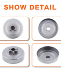 Detailed view of Stihl Spur Sprocket Clutch Drum Kit Three Eighth Pitch Six Tooth for MS171 MS181 MS211 Chainsaws components.