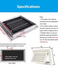 Heavy Duty Aluminum Alloy Wall And Ceiling Vent Cover With Waterproof Louvered Filter Grill, dimensions and specifications shown.