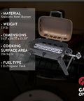 Tabletop Propane Grill With Large Cooking Surface, Heat Resistant Handles, Easy Temperature Control Knob, Portable Gas Grill