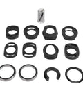 Complete Mountain Bike Headset Kit With CNC Machined Spacers, Top And Bottom Covers, Bearings, Fork Expander Plug displayed