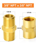 Brass Pipe Fittings Hex Nipple and Hex Coupler 3/8 Inch NPT Male and Female Threads, corrosion resistant, durable construction.
