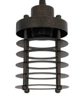 Vintage Iron Cage Pendant Light, Industrial Hanging Lamp Rustic, 47" close-up view showing the metal cage design and socket.