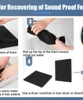 Methods for recovering 50 Pack Black Wedge Acoustic Foam Panels 1x12x12 inches using water and drying techniques.