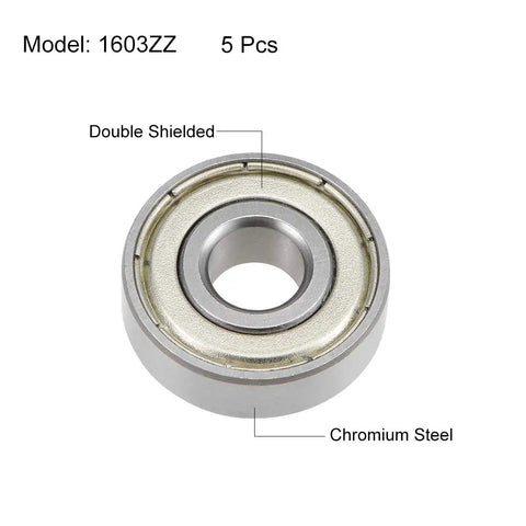 Deep Groove Ball Bearing Five Pack Five Sixteenths By Seven Eighths By Nine Thirty Seconds Inch Double Shielded Chrome Steel GCr15