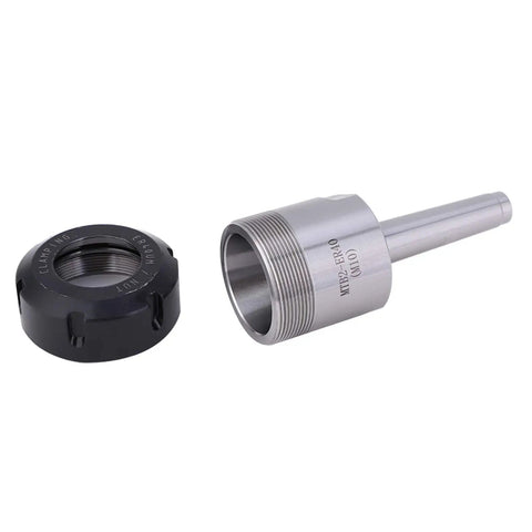 Kick Your CNC Lathe Up A Notch With This High Hardness ER40 M10 Chuck Holder Made From Premium Carbon Steel, shown alongside a clamping nut.