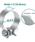 2.5 Inch Exhaust Clamp Set, Narrow Band Muffler Clamps For Stainless Steel Exhaust Pipe, 2 Pack with width and thickness details