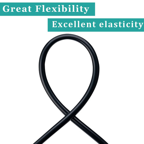 Front view of black silicone tubing, 1/2 in ID x 5/8 in OD, 5 ft long, flexible food-grade hose