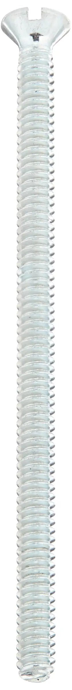 Top Tier Slotted Flat Head Machine Screws 6-32 X 2-1/2 Inch Zinc Plated Steel Fasteners Pack Of 20, side view with threaded design.