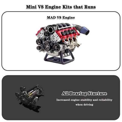 Dope Mini V8 Engine Kit That Actually Runs For Adults Realistic RC Burnin Engine Model High Detail V8 Replica with bearing drive