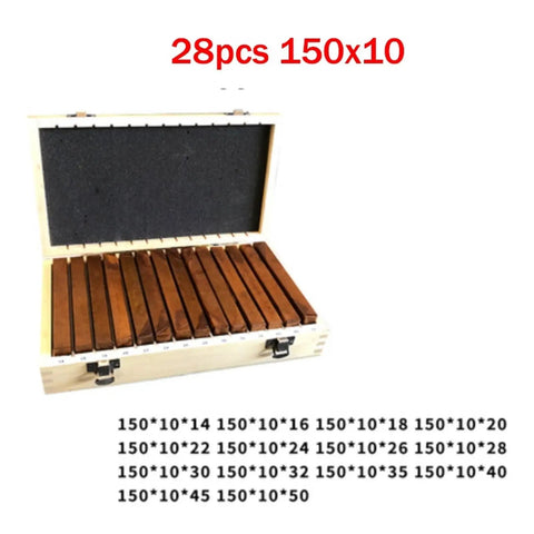 Heavy Duty 28 Piece Gauge Block Kit Precision Ground Setup Bars For Router And Table Saw Alignment Solid Hardened Steel in wooden case