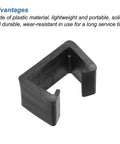 Close-up of a single black plastic Patio Furniture Clips Four Pack 53mm Diameter Rattan Sofa Clamps For Wicker Chairs Outdoor Garden.