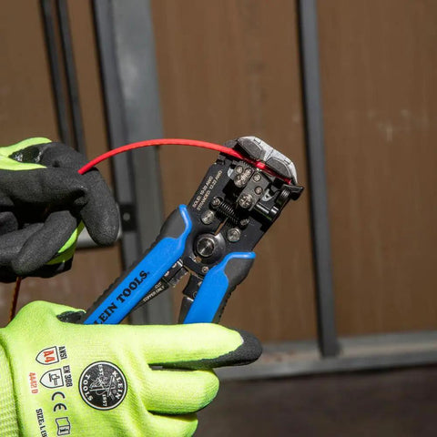 Self-Adjusting Wire Stripper And Cutter, Heavy Duty, Cuts And Strips 10-20 AWG Solid And 12-22 AWG Stranded in use