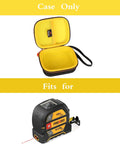Mchoi Hard Carrying Case Fits for PREXISO 2-in-1 Laser Tape Measure, Digital Distance Meter, open case with yellow interior.