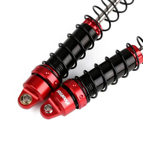 4 Piece RC Shock Absorber Set For 1 To 10 Scale RC Crawlers Like Axial SCX10 90046 AXI231017 And TRX 4 D90, red and black metal dampers