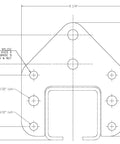Technical drawing of Unibilt Blue Enclosed Conveyor Track With Yokes Five Foot Long Workhorse fastener dimensions