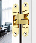 Three Dimensional Invisible Door Hinges For Wooden Doors 2 Pack Hidden Hinge Set With 180 Degree Inside And Outside Swing Adjustable