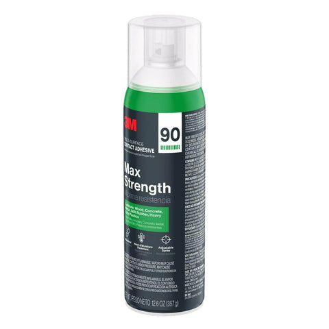 Max Strength 90 Multi-Surface Contact Adhesive Spray, 12.6 oz Can, Low VOC Formula, max bond in 10 minutes, front view