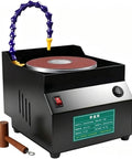 Heavy Duty Wet Bench Sander With 120W Electric Knife Sharpener Tool Featuring 7 Speed Adjustable Control For Polishing Grinding And Detailing Tasks At Up To 3350 RPM With 360 Flexible Work Angle Universal Tube showing the device with flexible coolant arm.