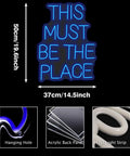 This Must Be The Place Neon Sign Blue Custom Neon Wall Decor For Weddings And Parties And Anniversaries LED Flex Neon Light Sign, 50x37cm