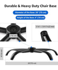 Heavy Duty Office Chair Base Replacement With Universal Fit Caster Sockets And Matte Black Finish for 28-inch gaming furniture.