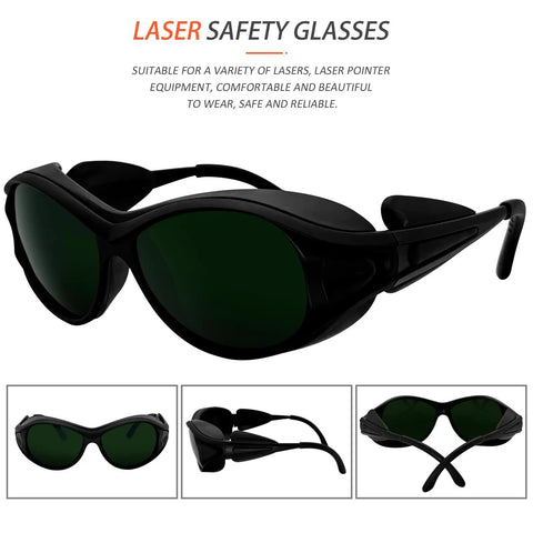 Kickass Five Pack Od4 Plus Laser Safety Glasses For 650 Nm Light With Hella Secure Wrap Around Coverage And En207 Certified Shielding, front view.